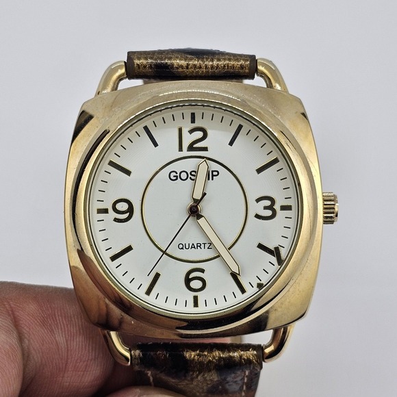 Gossip Women's Watch 40MM White Dial Leopard Print Leather Bands New Battery - Picture 2 of 13